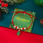 Βραχιόλι με σχοινί και μενταγιόν Χριστουγεννιάτικο κόκκινο έλατο με μπάλες