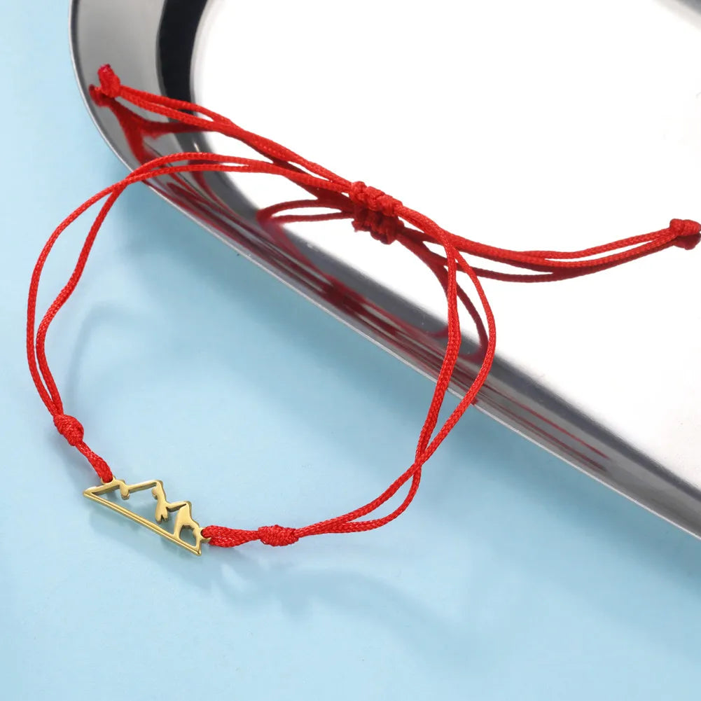 Βραχιόλι από Σχοινί με Κρεμαστό Βουνό για Γυναίκα ή Άνδρα κόκκινο