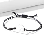 Βραχιόλι από σχοινί με τετράφυλλο τριφύλλι γούρι μαύρο και ασημί