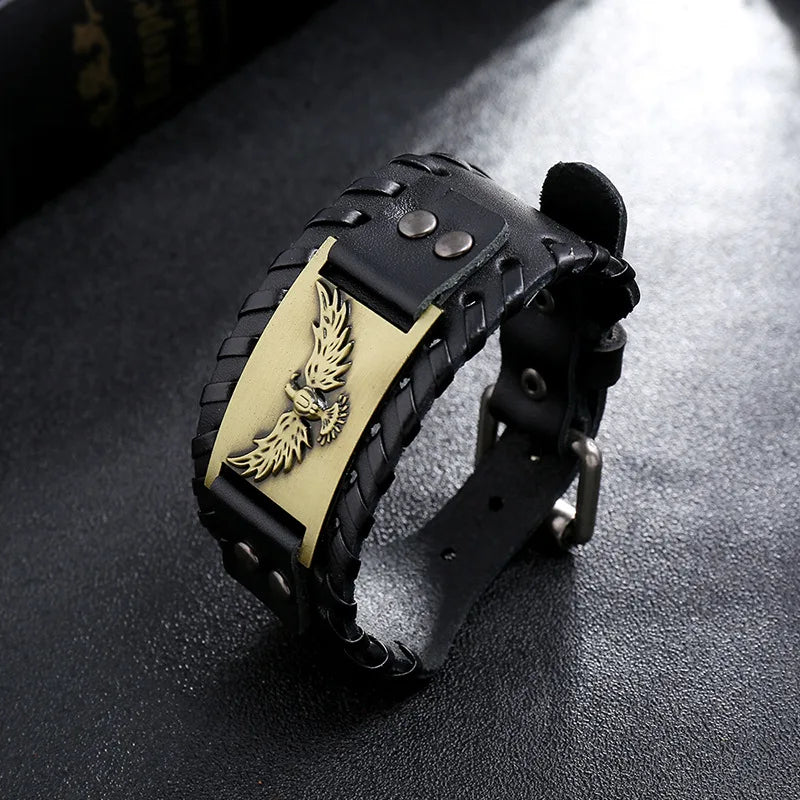 Βραχιόλι από μαύρο δέρμα αετού