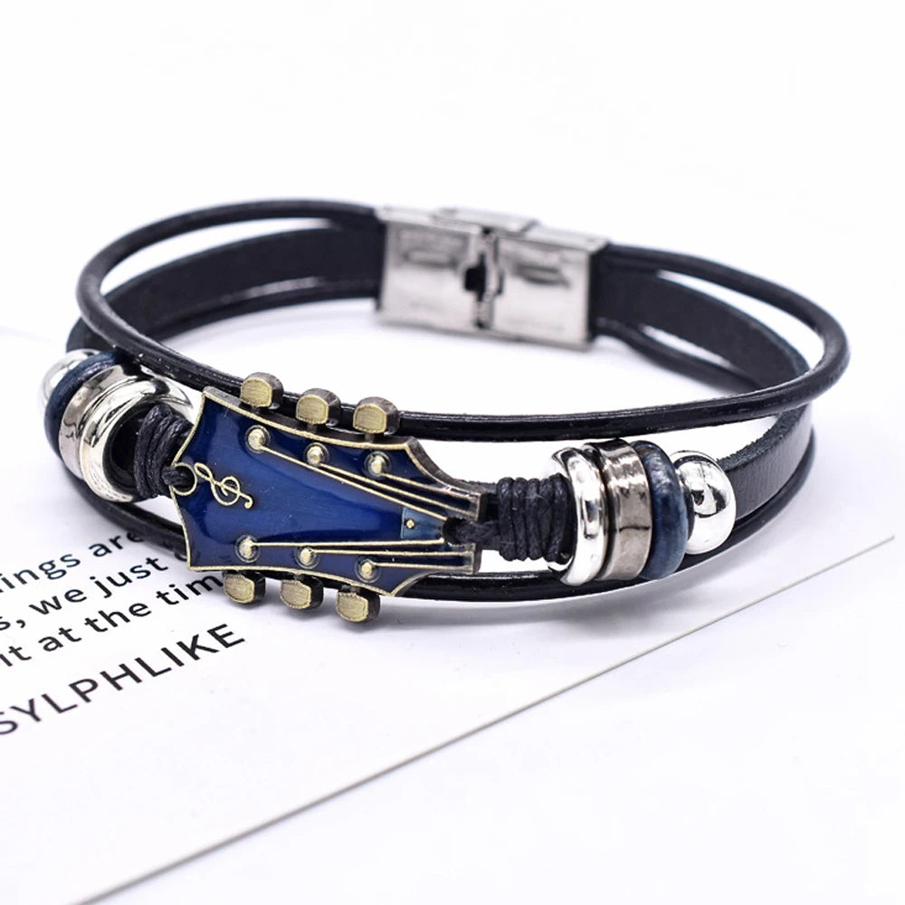 Bracelet en cuir guitare de rock'n'roll