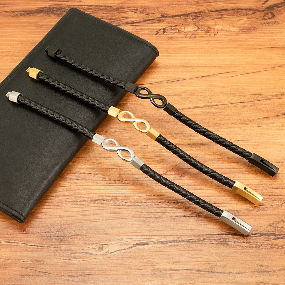 Ανδρικό Βραχιόλι από Δέρμα με Μοντέρνο Άπειρο 