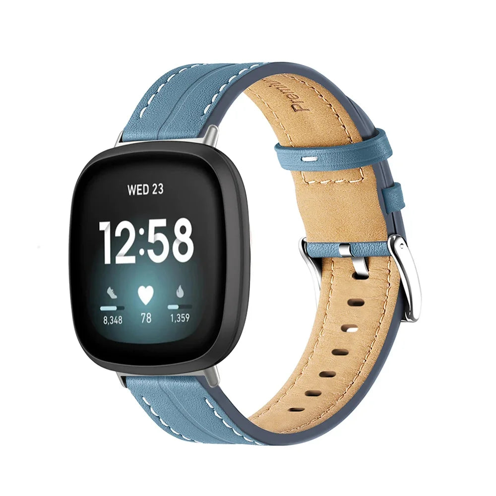 Δερμάτινο λουράκι για ρολόι Fitbit Versa 3, Versa 4, Sense 1 και Sense 2 μπλε