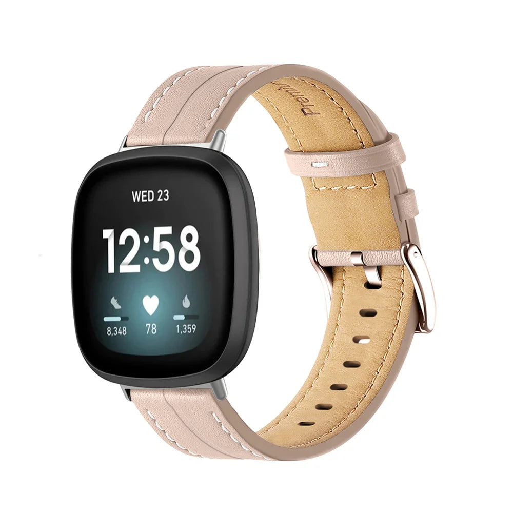 Δερμάτινο λουράκι για ρολόι Fitbit Versa 3, Versa 4, Sense 1 και Sense 2 ροζ