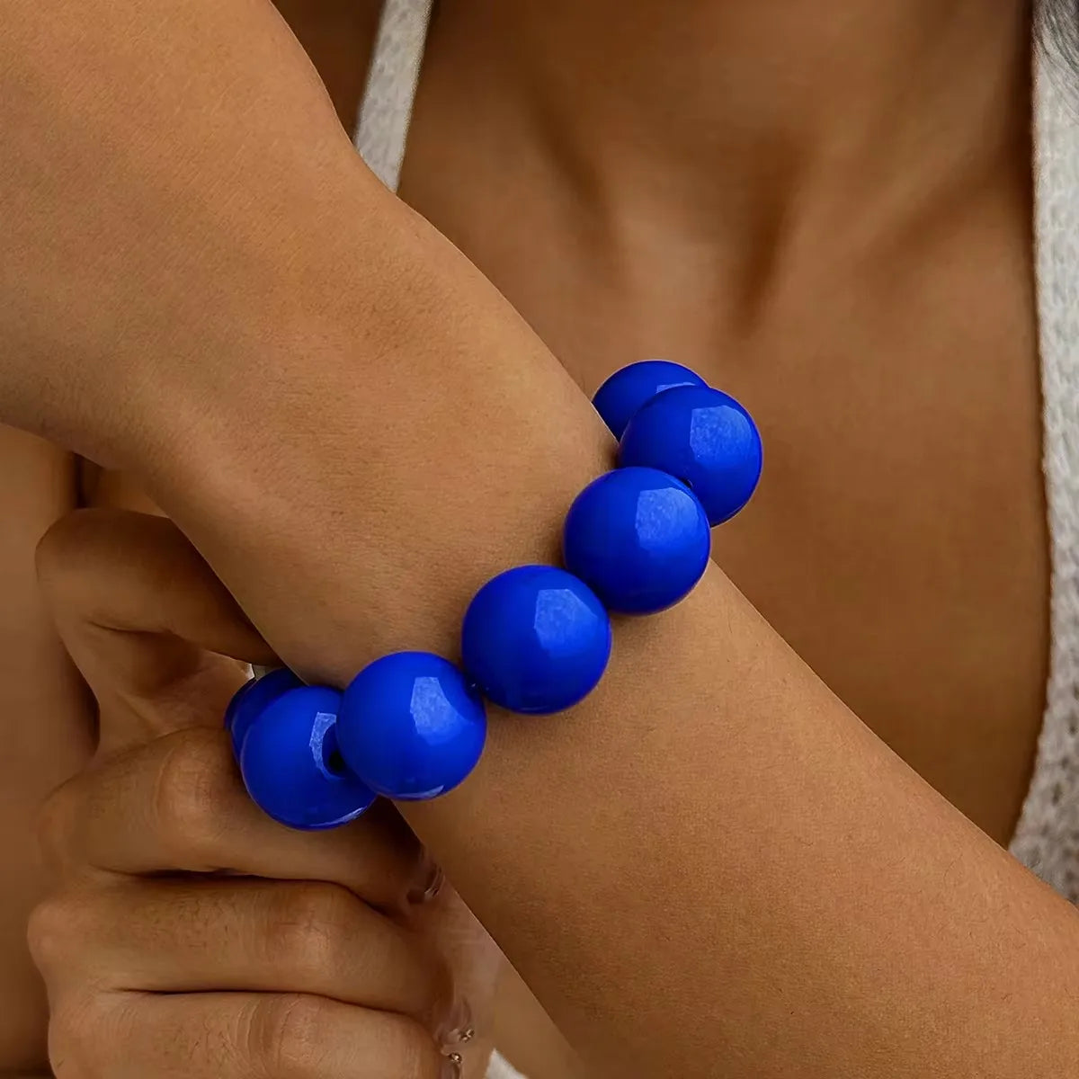 Bracelet en Perles de Couleurs pour Femme bleu