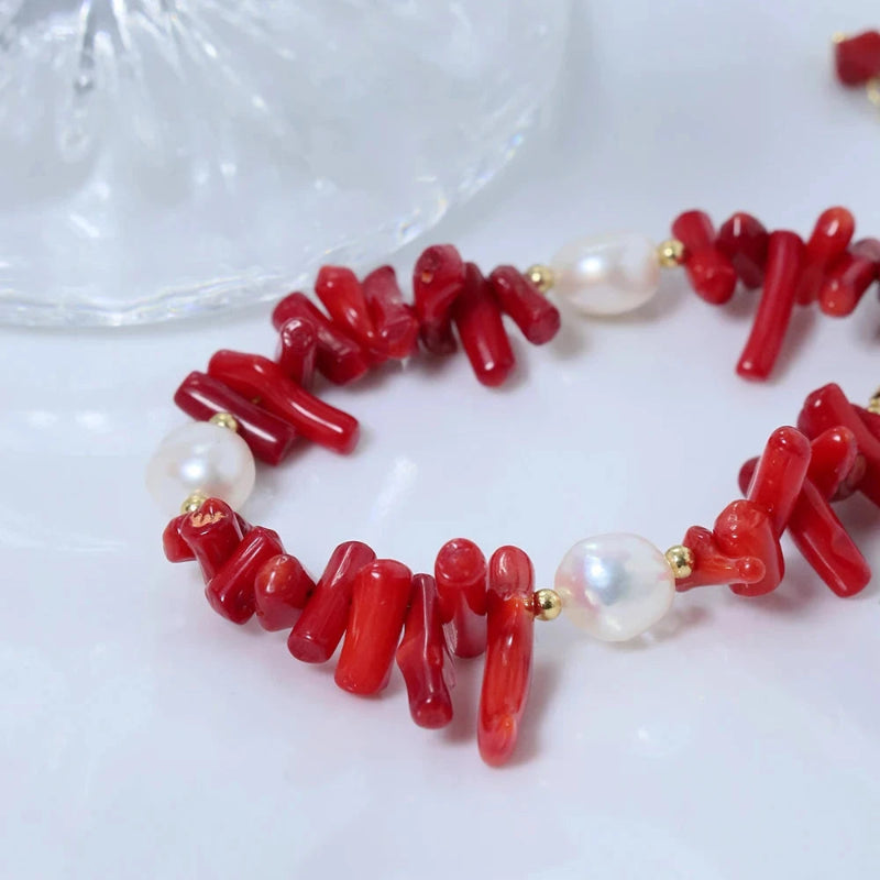 Bracelet en Pierre Corail et Perles