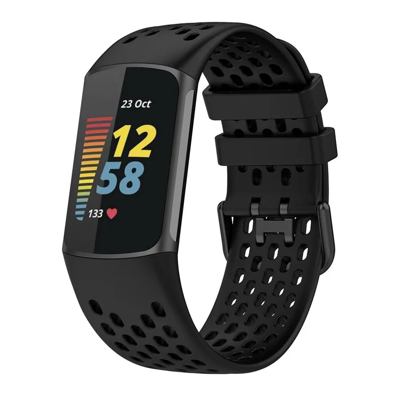 Λουράκι σιλικόνης για το ρολόι Fitbit Charge 5, Charge 6 μαύρο