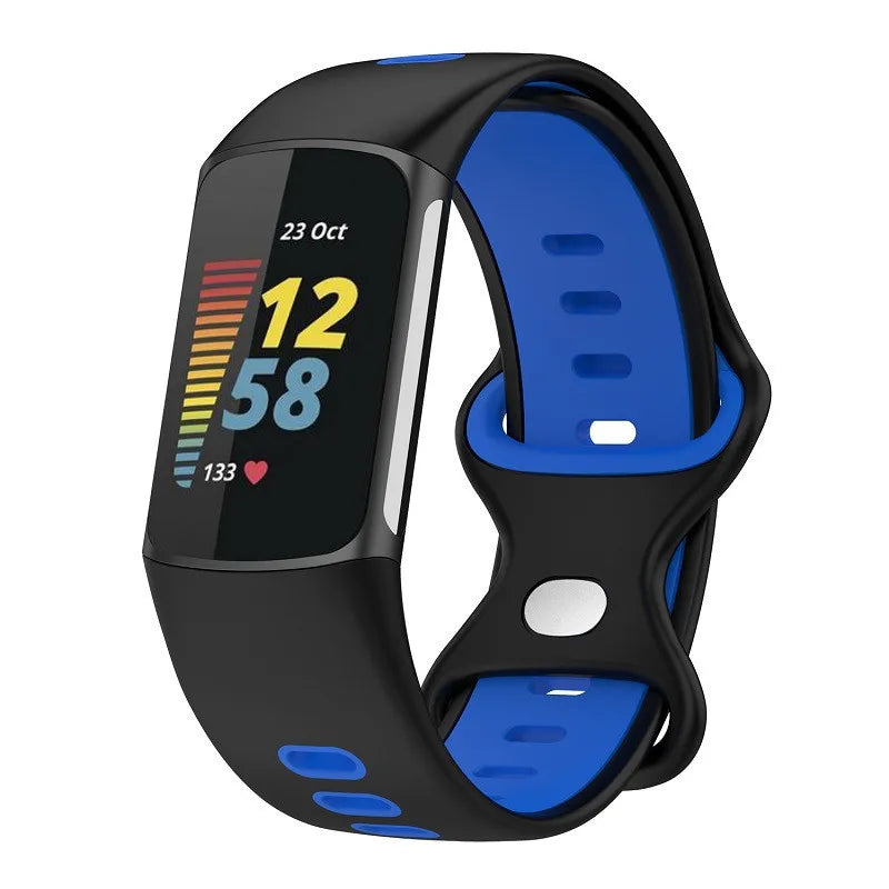 Λουράκι σιλικόνης για το ρολόι Fitbit Charge 5, Charge 6 μαύρο μπλε