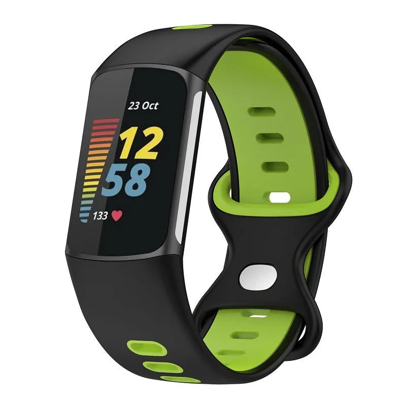Λουράκι σιλικόνης για το ρολόι Fitbit Charge 5, Charge 6 μαύρο πράσινο