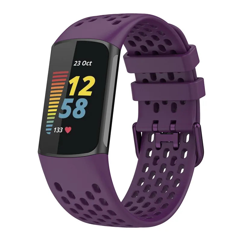 Λουράκι σιλικόνης για το ρολόι Fitbit Charge 5, Charge 6 μωβ