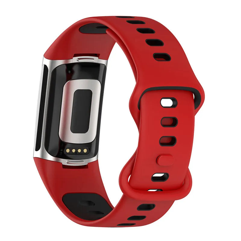 Λουράκι σιλικόνης για το ρολόι Fitbit Charge 5, Charge 6 κόκκινο μαύρο