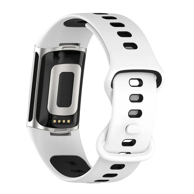 Λουράκι σιλικόνης για το ρολόι Fitbit Charge 5, Charge 6 λευκό μαύρο
