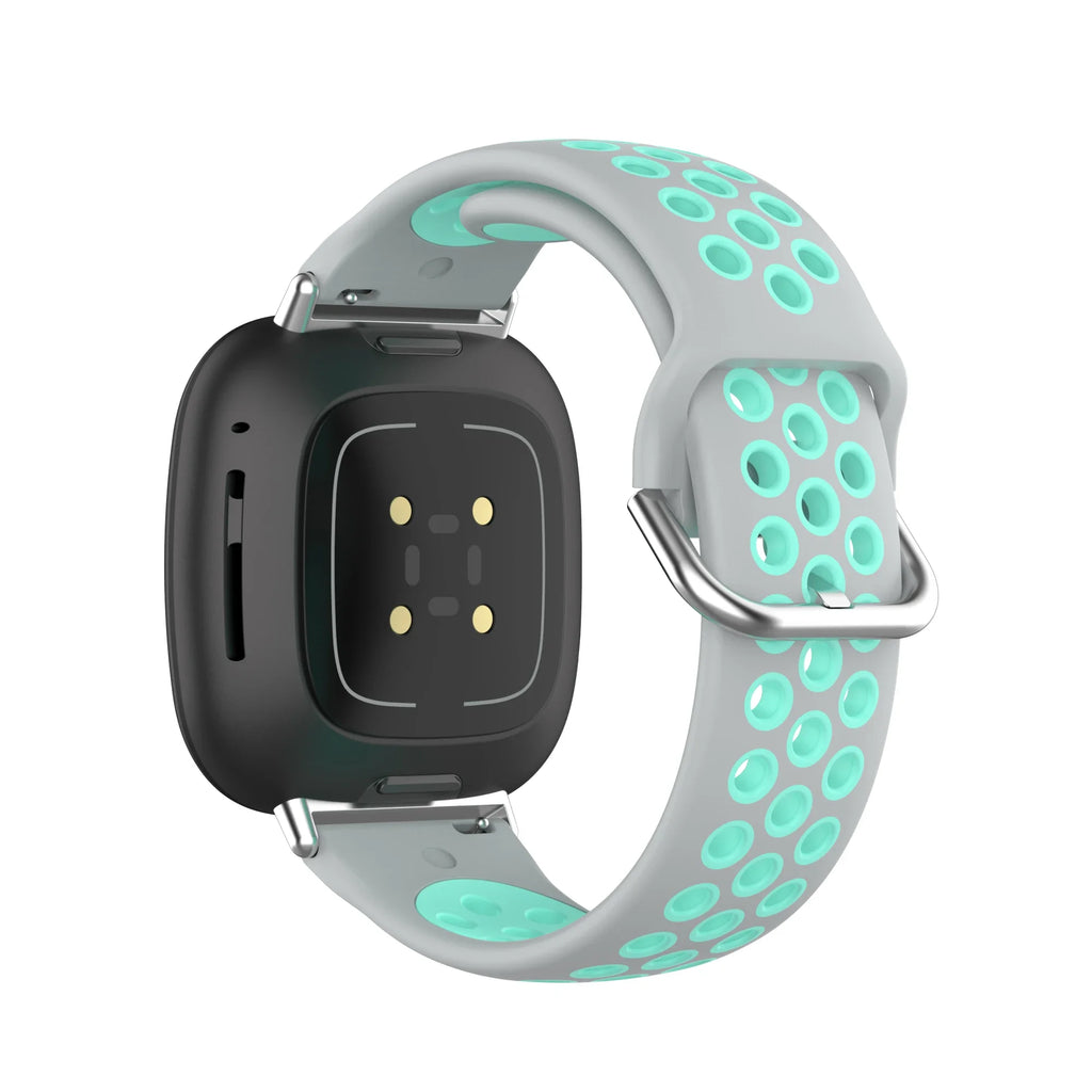 Λουράκι σιλικόνης για ρολόι Fitbit Versa 3, Versa 4, Sense 1 και Sense 2 γκρι και κυανό