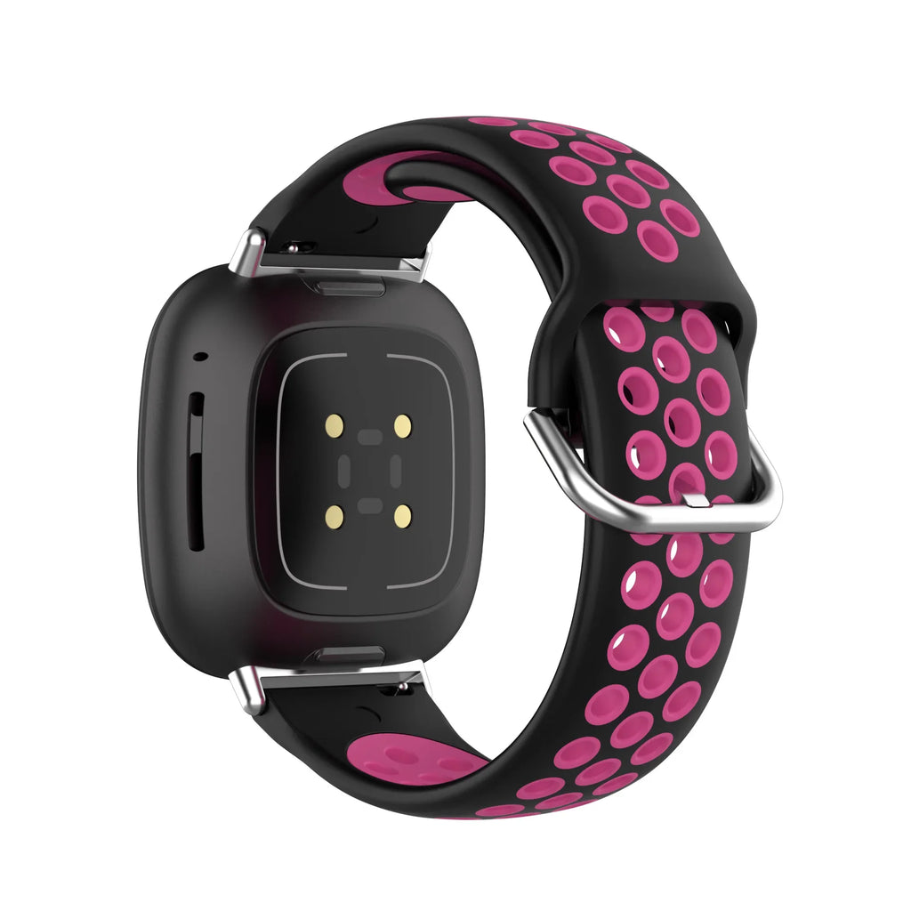 Λουράκι σιλικόνης για ρολόι Fitbit Versa 3, Versa 4, Sense 1 και Sense 2 μαύρο και ροζ