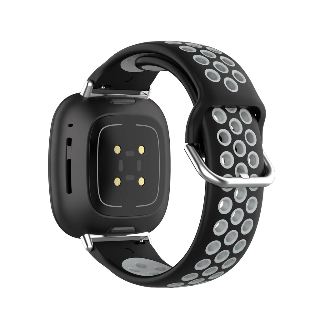 Λουράκι σιλικόνης για ρολόι Fitbit Versa 3, Versa 4, Sense 1 και Sense 2 μαύρο και γκρι