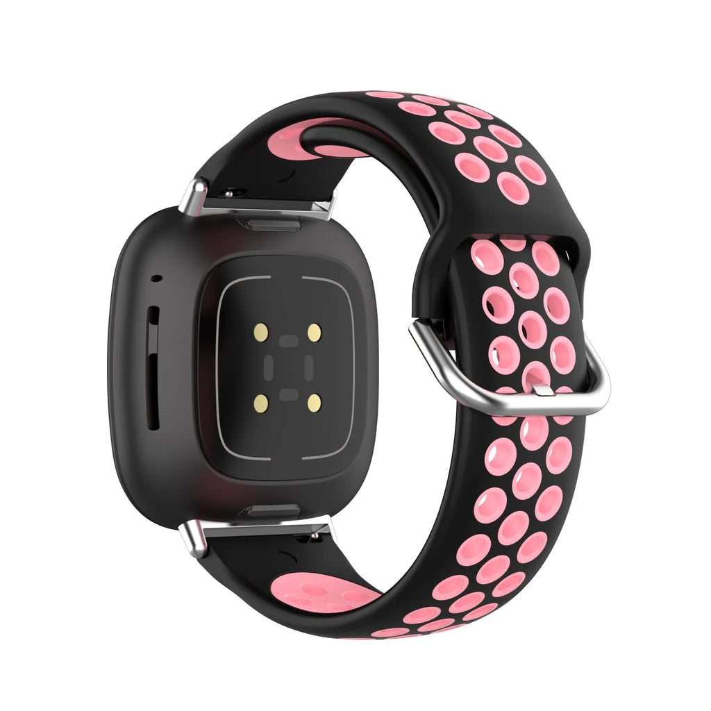 Λουράκι σιλικόνης για ρολόι Fitbit Versa 3, Versa 4, Sense 1 και Sense 2 μαύρο και ροζ