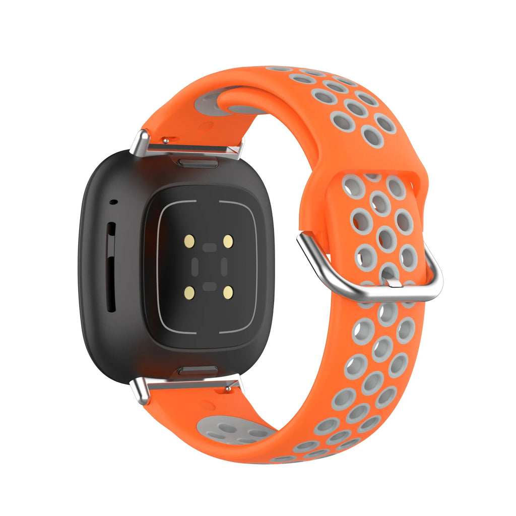 Λουράκι σιλικόνης για ρολόι Fitbit Versa 3, Versa 4, Sense 1 και Sense 2 πορτοκαλί και γκρι