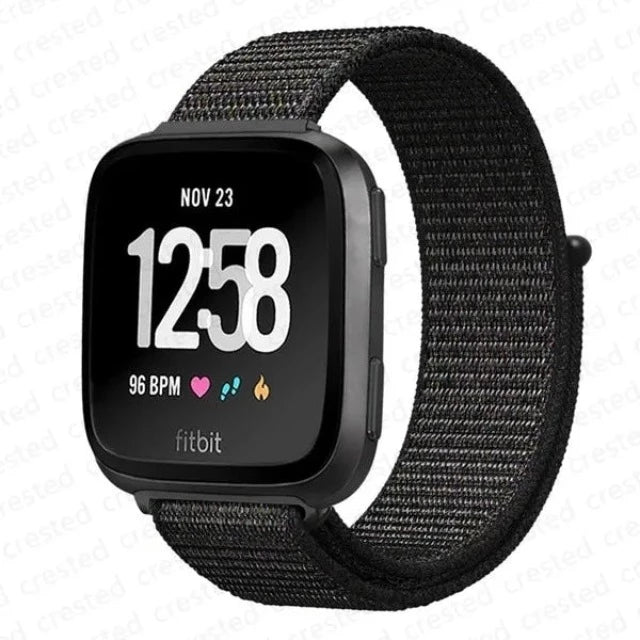 Βραχιόλι από ύφασμα για ρολόι Fitbit Versa 3 Versa 4 Sense 2 μαύρο