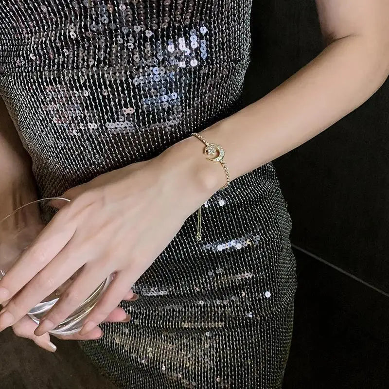 Βραχιόλι Αστέρι και Σελήνη με Στρας