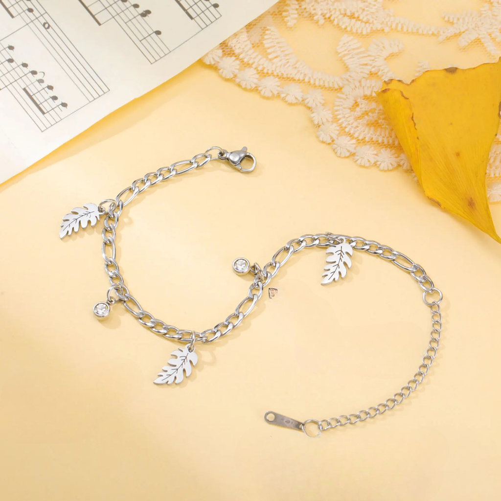 Βραχιόλι Φύλλο Φοίνικα και Ζιρκόνιο 