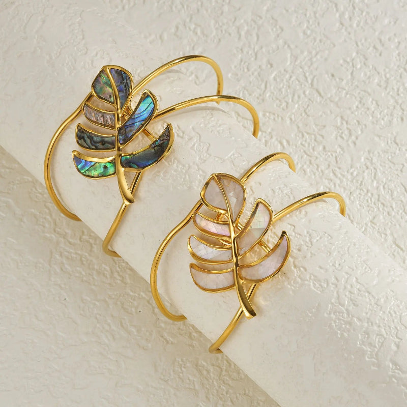 Βραχιόλι με φύλλο φοινικόδεντρου λευκό