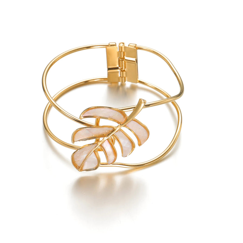 Βραχιόλι με φύλλο φοινικόδεντρου λευκό