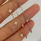 Βραχιόλι Gourmette με Λεπτά Λουλούδια σε Ασημένιο Ζιρκόνιο