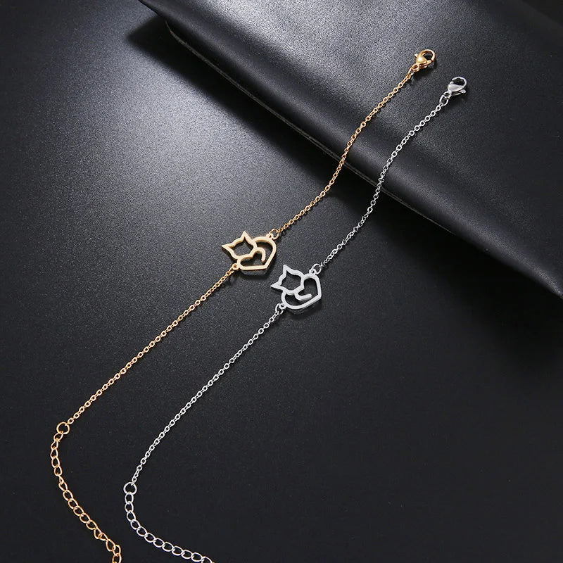 Βραχιόλι Gourmette Γάτα Καρδιά