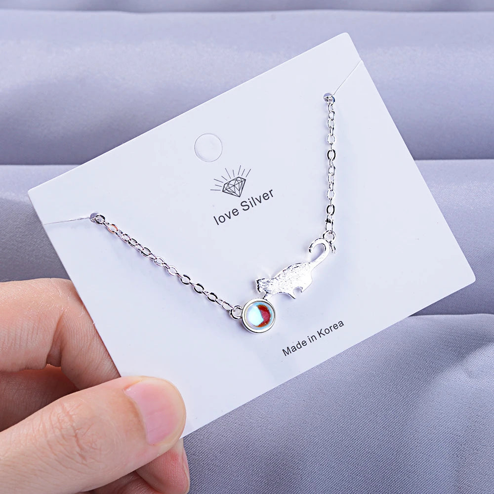 Βραχιόλι Gourmette Γάτα που Παίζει ασημί