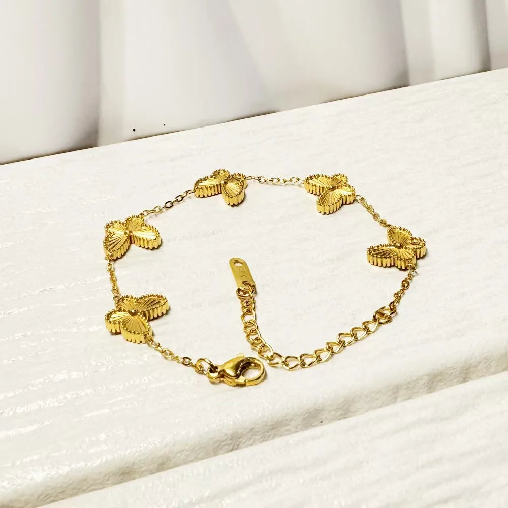 Βραχιόλι Gourmette Λουλούδια 4 πέταλα