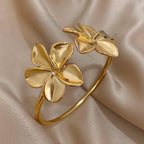 Βραχιόλι Gourmette Μεγάλα Λουλούδια με 5 Πέταλα σε χρυσό