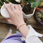 Βραχιόλι Gourmette με Ροζ Πέρλες