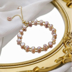 Βραχιόλι Gourmette με Ροζ Πέρλες