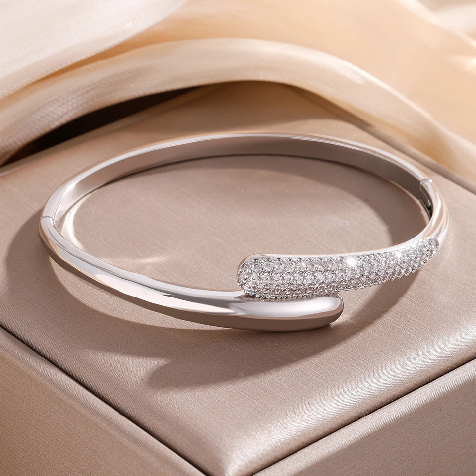 Βραχιόλι σταγόνα νερού με ζιρκόν για γυναίκες ασημί