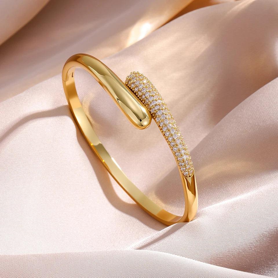 Βραχιόλι σταγόνα νερού με ζιρκόν για γυναίκες χρυσό