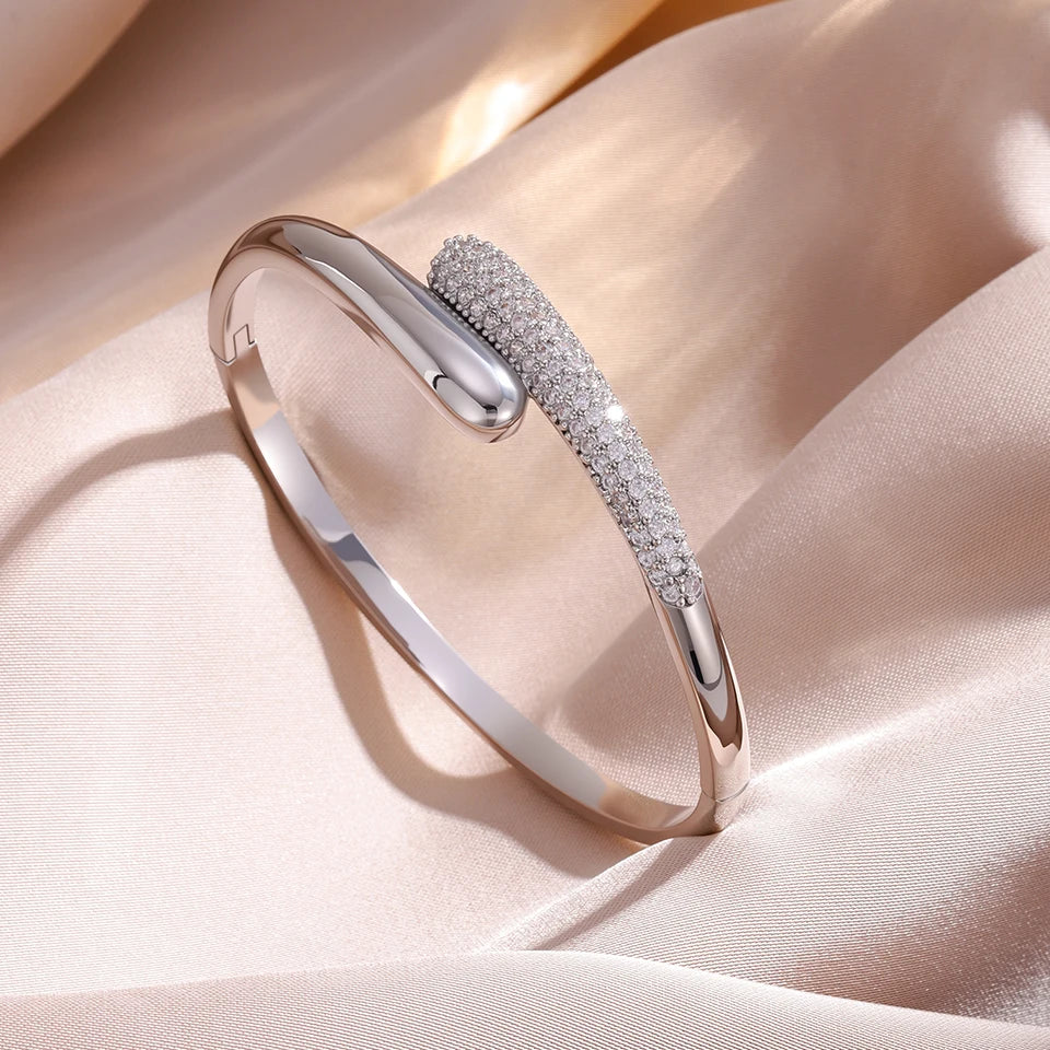 Βραχιόλι σταγόνα νερού με ζιρκόν για γυναίκες ασημί