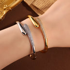 Βραχιόλι σταγόνα νερού με ζιρκόν για γυναίκες χρυσό