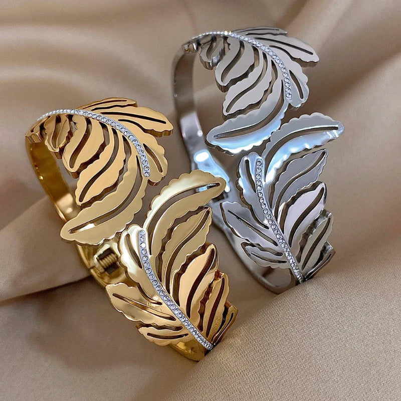 Βραχιόλι Μεγάλο Φύλλο Φοίνικα ασημί