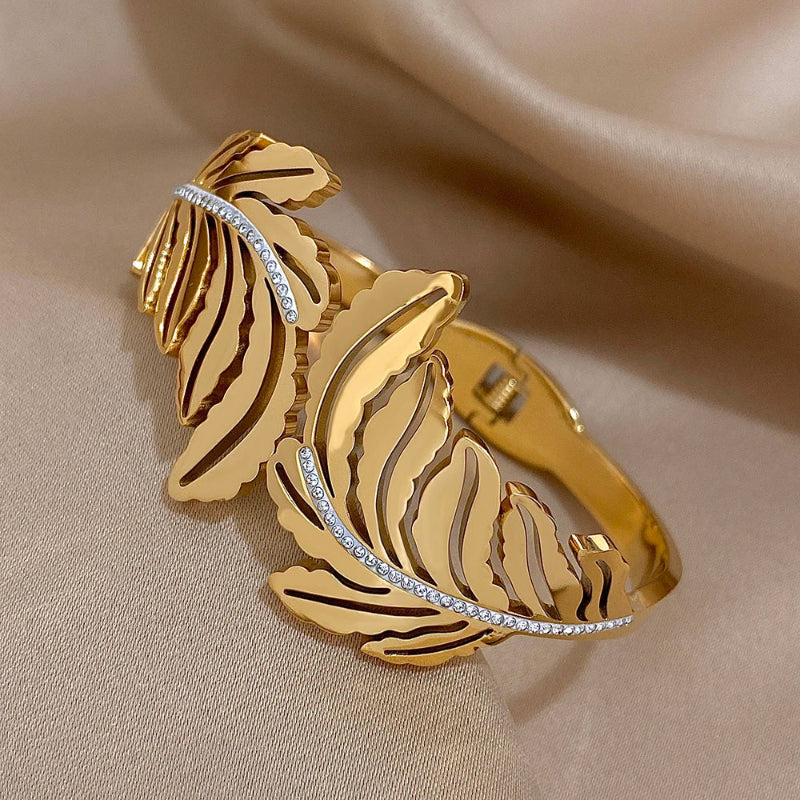 Bracelet Large Feuille de Palmier or