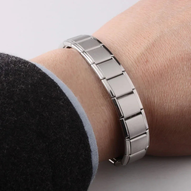 Bracelet Magnétique Homme Anti-Stress argent