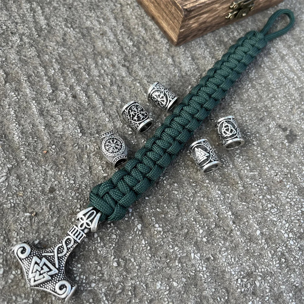 Βραχιόλι Mjolnir - Σφυρί Thor Hammer Viking πράσινο 3 