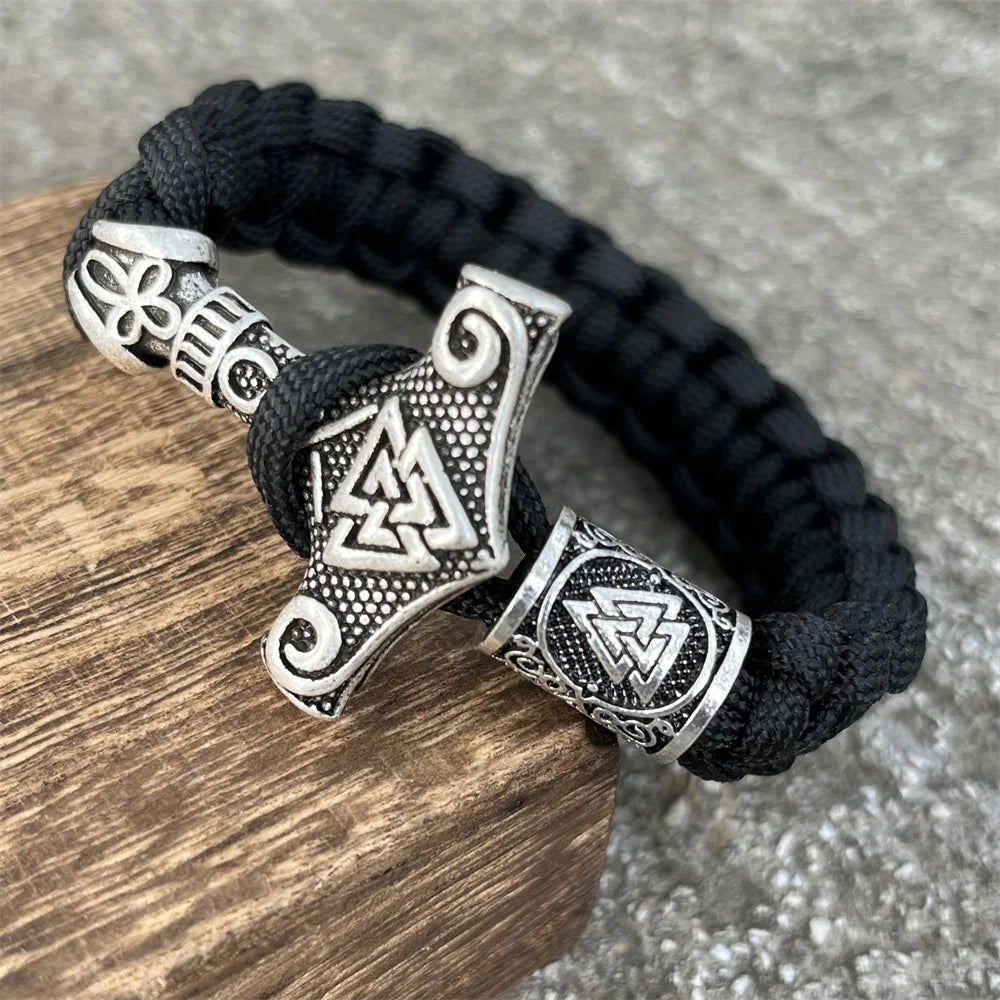 Βραχιόλι Mjolnir - Σφυρί Thor Hammer Viking μαύρο 2 