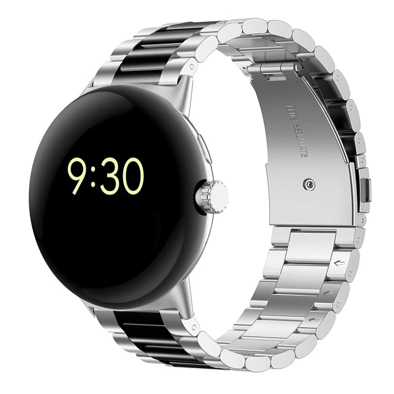 Βραχιόλι Ρολογιού από Σκληρυμένο Ατσάλι Smartwatch Google Pixel Watch 1 & 2 ασημί μαύρο