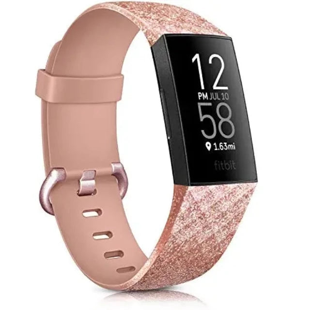 Βραχιόλι Ρολογιού Fitbit Charge 3 & Charge 4 ροζ χρυσό με γκλίτερ