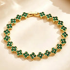 Βραχιόλι με πολλαπλά τριφύλλια από χρωματιστούς κρυστάλλους σε χρυσό και πράσινο