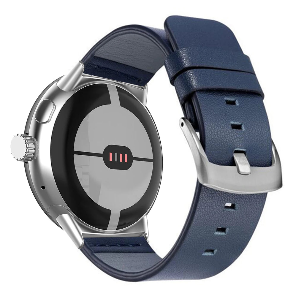 Λουράκι για Google Pixel Watch από καφέ δέρμα 1, 2, 3, 41mm 45mm μπλε