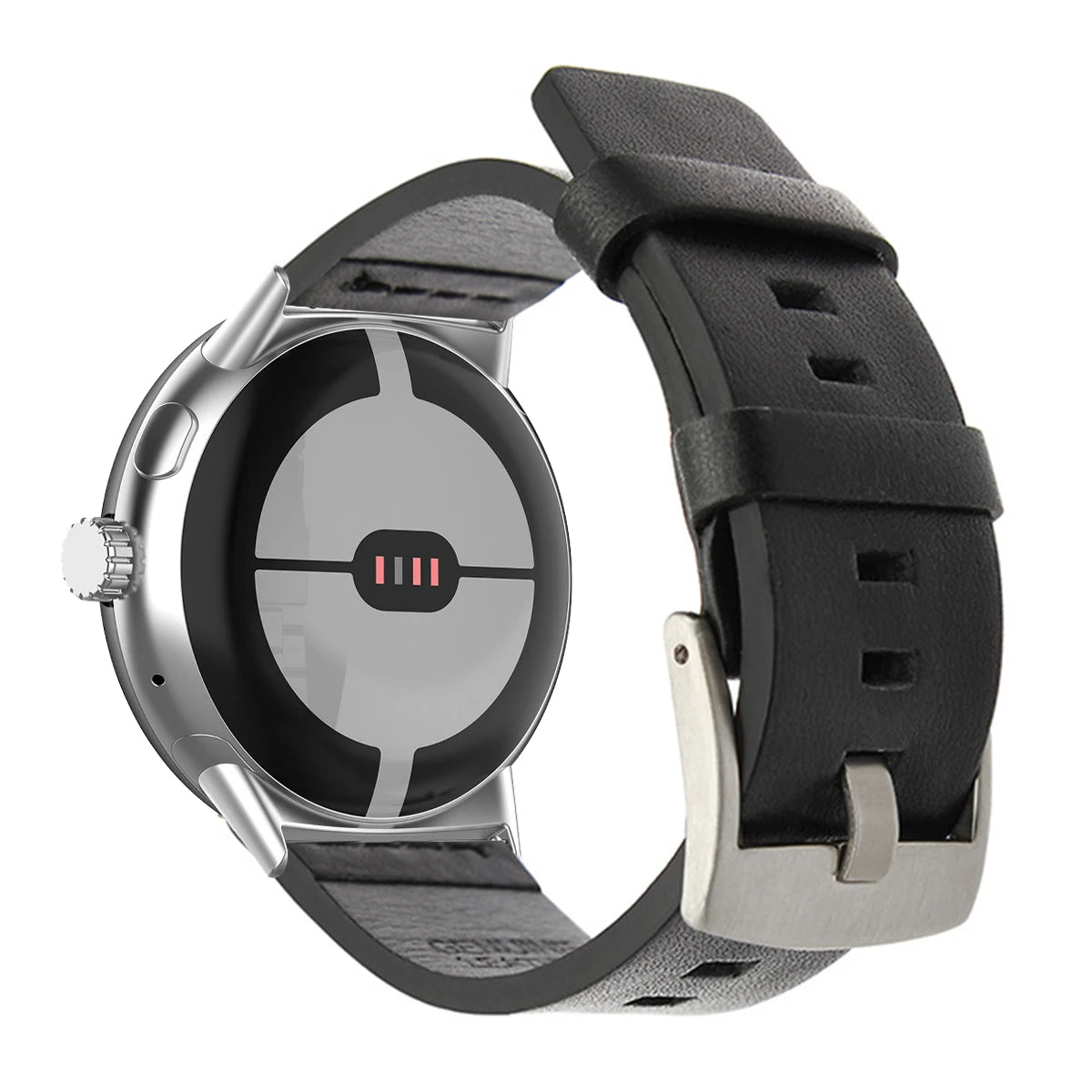 Λουράκι για Google Pixel Watch από καφέ δέρμα 1, 2, 3, 41mm 45mm μαύρο