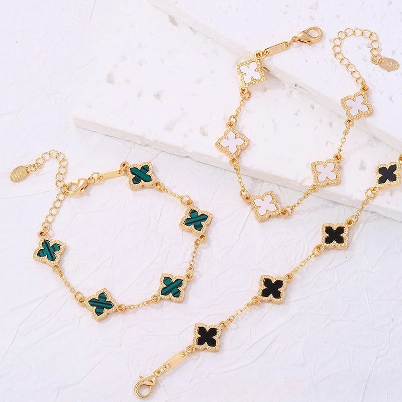 Βραχιόλι τετράφυλλο τριφύλλι με εφέ φίλντισι 