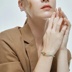 Πλεκτό Δερμάτινο Βραχιόλι με Τετράφυλλο Τριφύλλι πράσινο