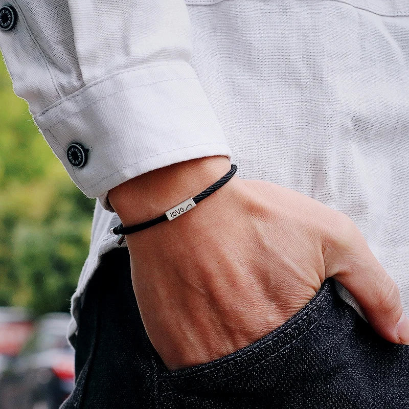 Πλεκτά Βραχιόλια Gourmette για Ζευγάρια "Love" 